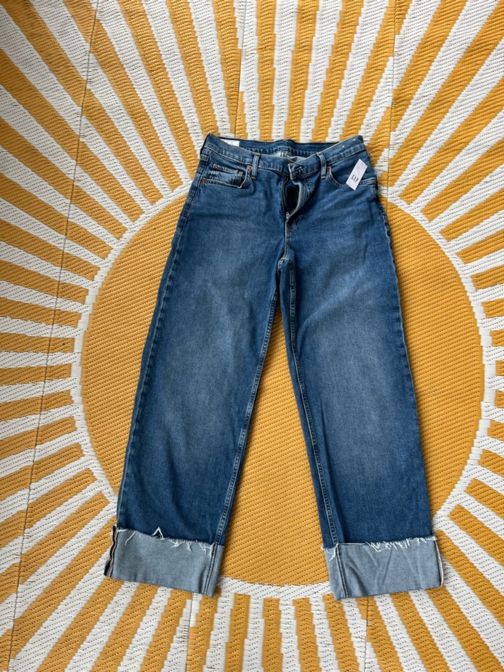 Gap 90’s Loose Mid-Rise Blue Women's Wide-Leg Cuffed Jeans 27/4 R